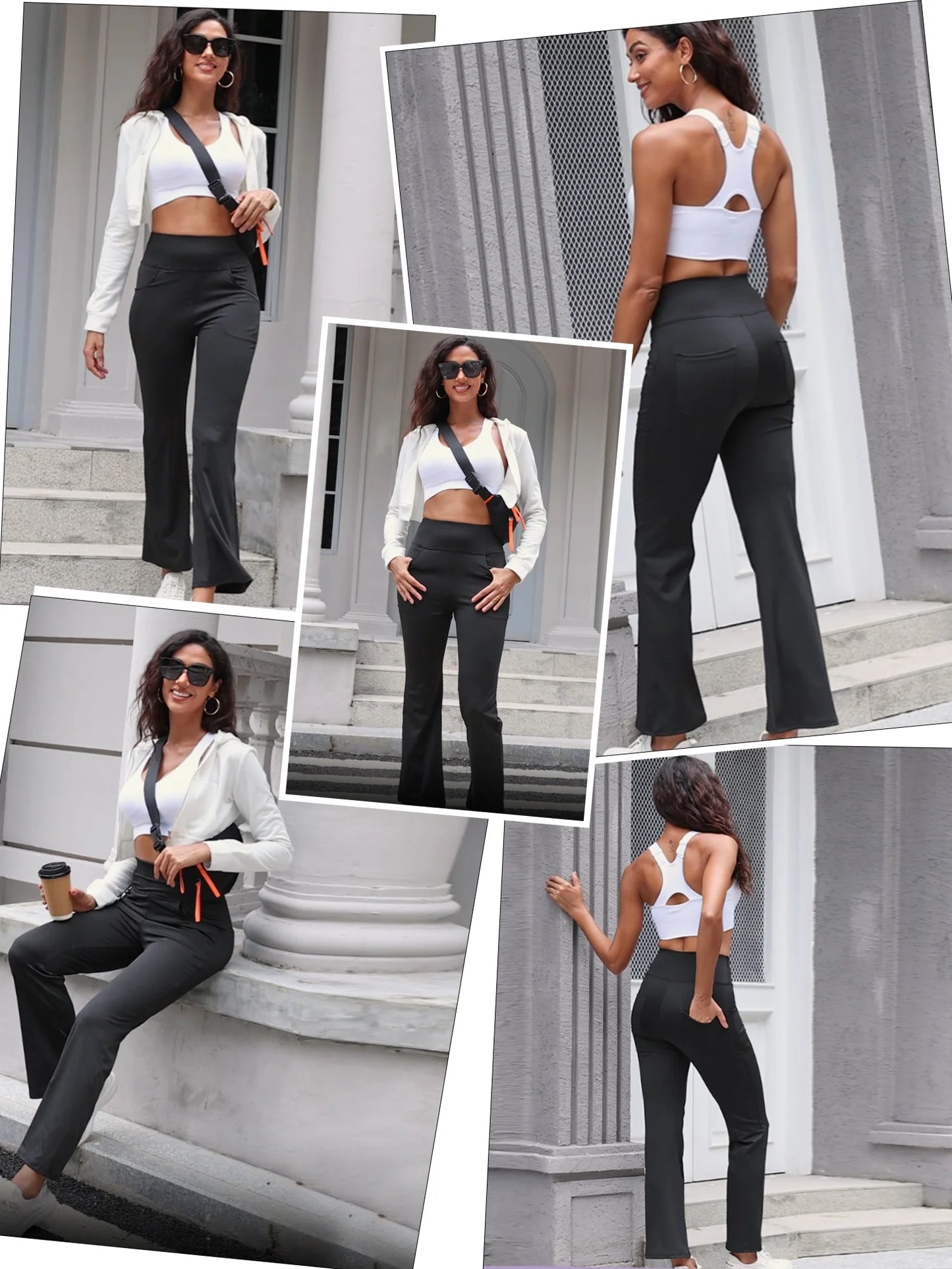 Womens Bootcut Yoga Pants Flare Legging with Pockets High Waist Lightweight Bottoms Workout Activewear Black XL