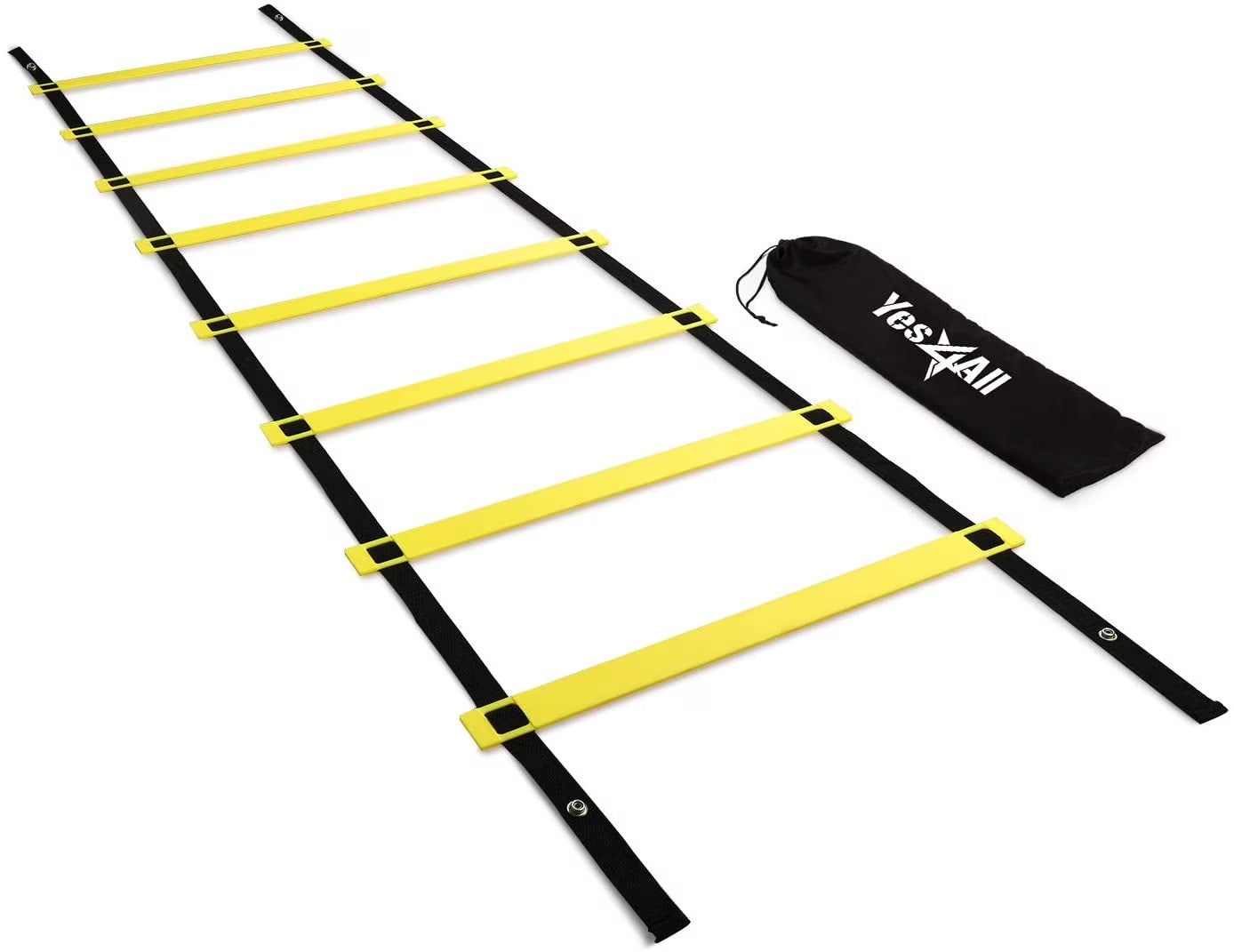 Professional Speed and Agility Training Ladder with Carry Bag - 8 Rungs (Yellow)