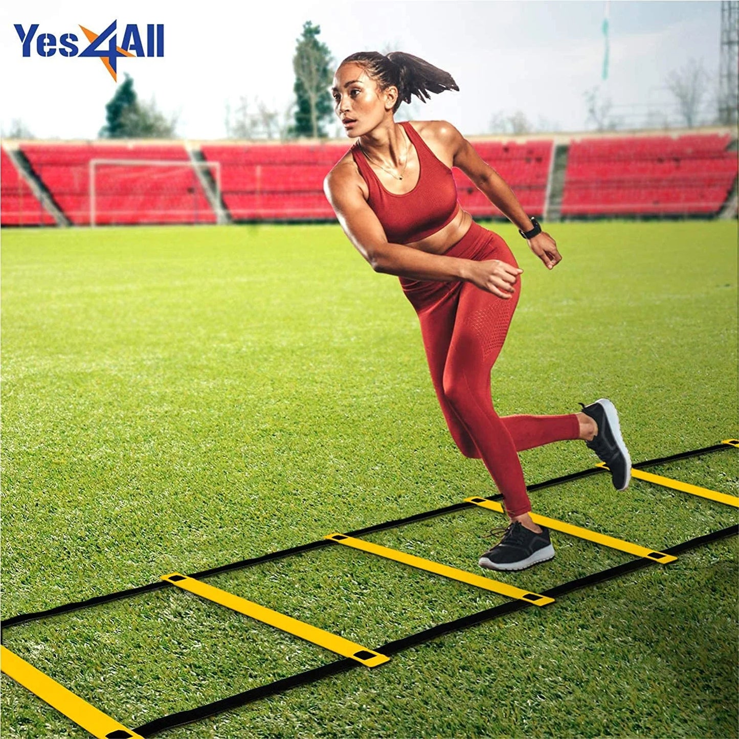 Professional Speed and Agility Training Ladder with Carry Bag - 8 Rungs (Yellow)