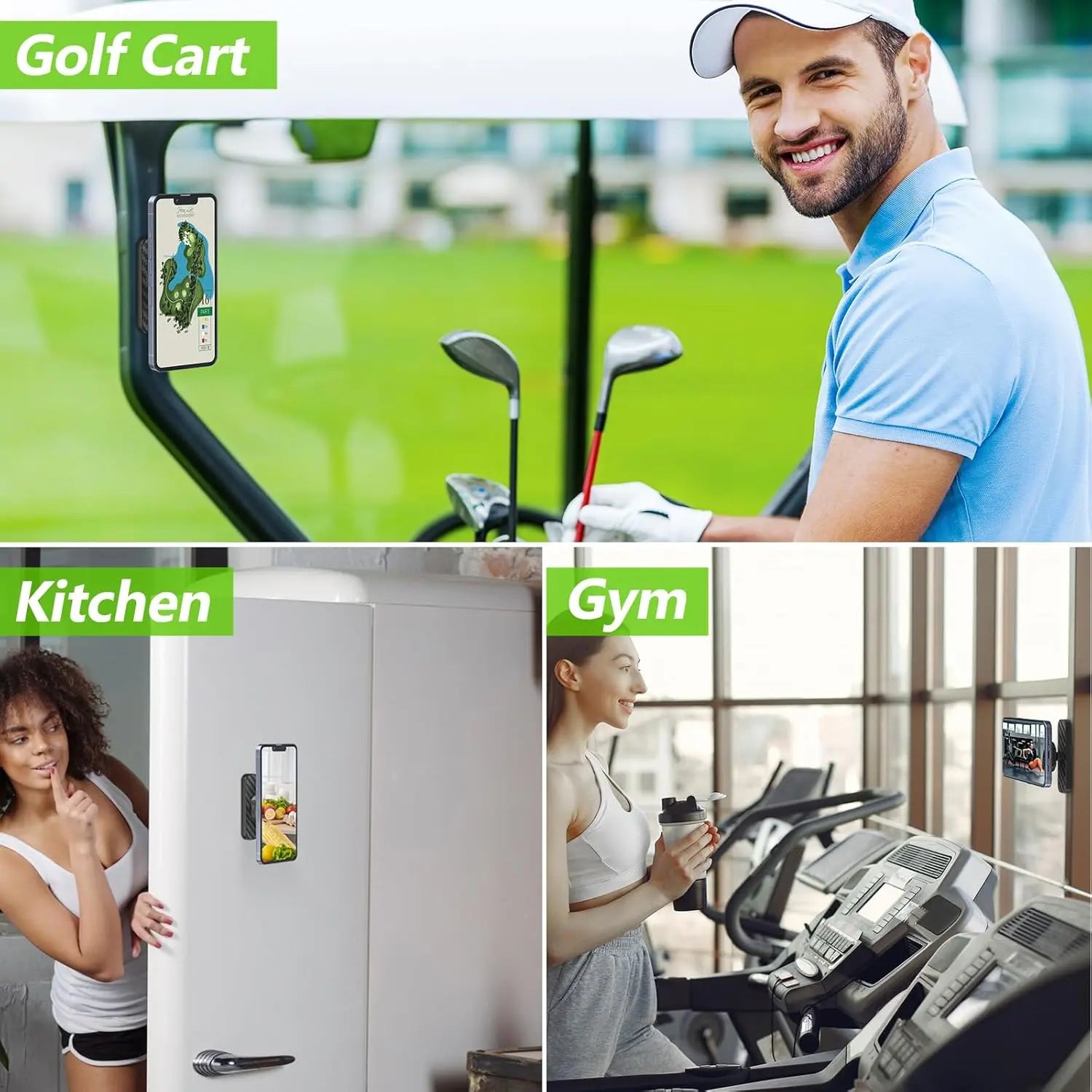 Magnetic Golf Cart Phone Holder and Gym Mount, Compatible with MagSafe - Ideal Golf Gifts for Men, Dads, and Husbands, Essential Golf Accessories and Gadgets