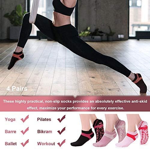 Women's Non-Slip Yoga Socks with Grips - Ideal for Pilates, Barre, and Hospital Use, Sizes 5-10