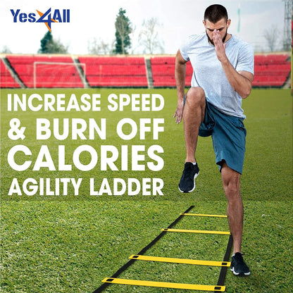 Professional Speed and Agility Training Ladder with Carry Bag - 8 Rungs (Yellow)