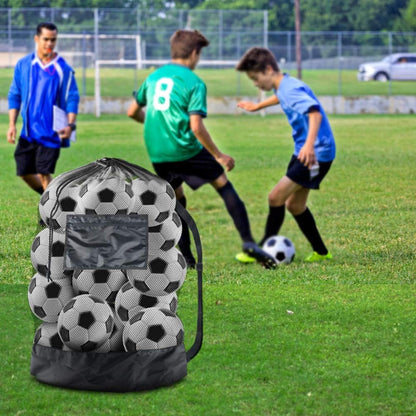Extra Large Heavy-Duty Mesh Sports Ball Bag with Drawstring Closure and Shoulder Strap for Basketball, Volleyball, Baseball, and Swimming Equipment