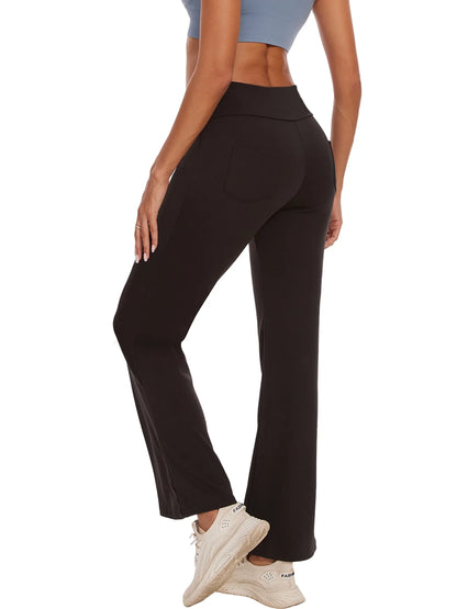 Womens Bootcut Yoga Pants Flare Legging with Pockets High Waist Lightweight Bottoms Workout Activewear Black XL