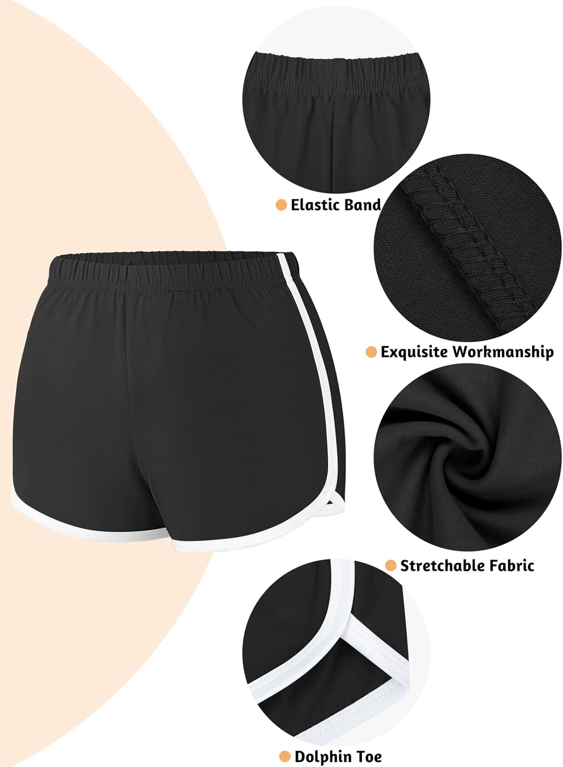 Women's 4-Pack Cotton Yoga and Athletic Shorts for Gym, Dance, and Lounge Activities