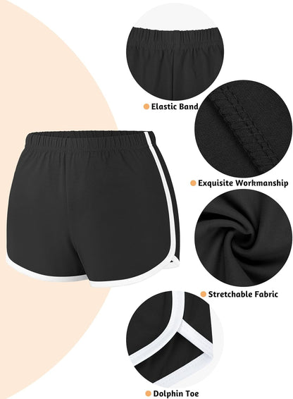 Women's 4-Pack Cotton Yoga and Athletic Shorts for Gym, Dance, and Lounge Activities