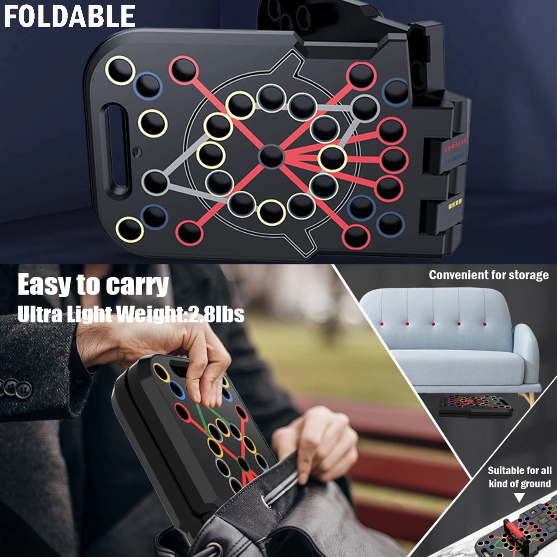 Professional Push-Up Board with Smart Counting Function, Versatile 60-in-1 Foldable and Portable Push-Up Bar, Ergonomic Push-Up Handles for Home and Gym Strength Training Equipment for Men