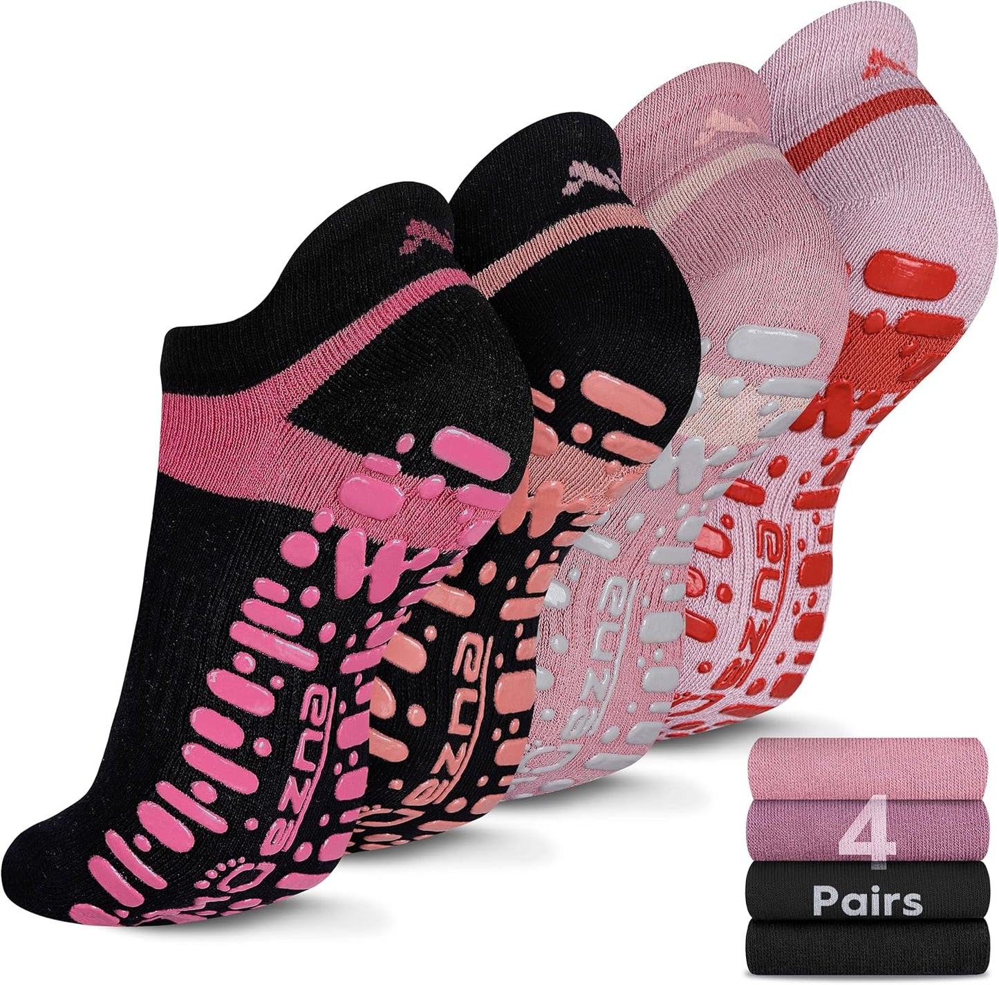 Women's Non-Slip Yoga Socks with Grips - Ideal for Pilates, Barre, and Hospital Use, Sizes 5-10