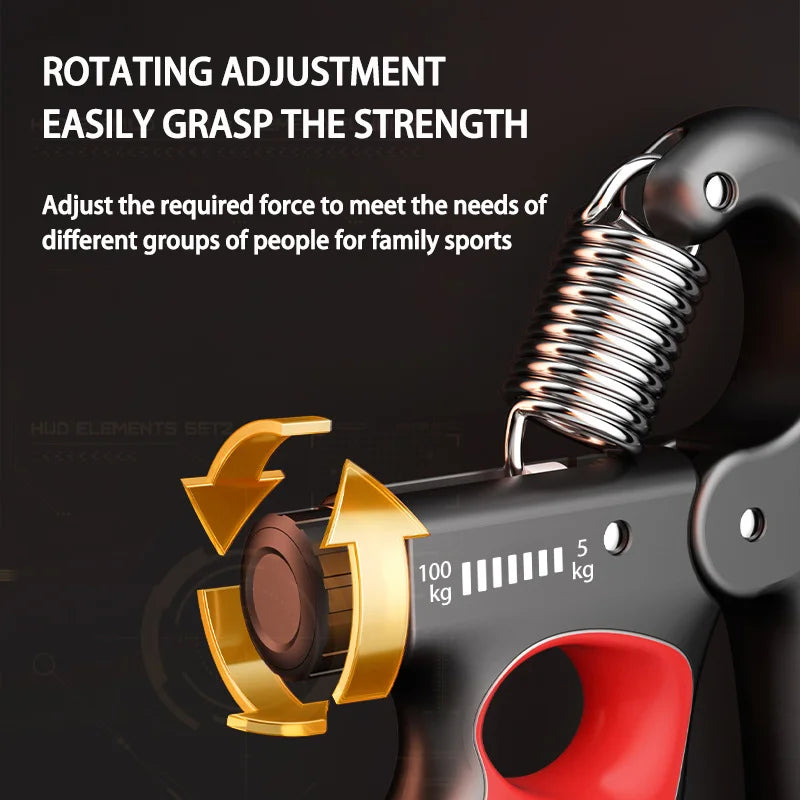 Adjustable Grip Strengthener for Hand and Wrist - 5-60/100/150Kg Resistance Levels for Muscle Recovery and Fitness Training