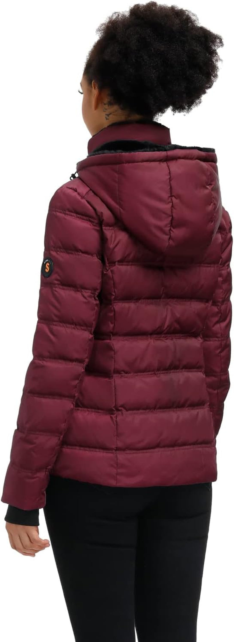 Women's Down Puffer Jacket - Warm Hooded Winter Coat with Faux-Fur Hood and Collar