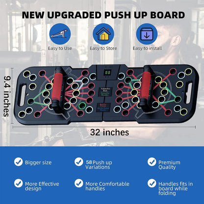 Professional Push-Up Board with Smart Counting Function, Versatile 60-in-1 Foldable and Portable Push-Up Bar, Ergonomic Push-Up Handles for Home and Gym Strength Training Equipment for Men