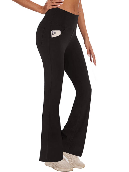 Womens Bootcut Yoga Pants Flare Legging with Pockets High Waist Lightweight Bottoms Workout Activewear Black XL