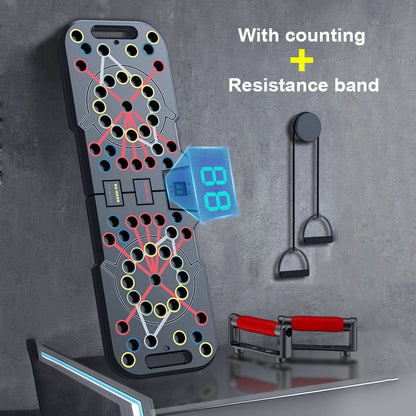 Professional Push-Up Board with Smart Counting Function, Versatile 60-in-1 Foldable and Portable Push-Up Bar, Ergonomic Push-Up Handles for Home and Gym Strength Training Equipment for Men